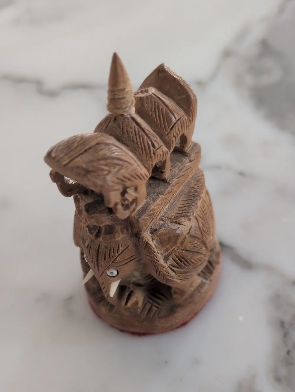 Hand-Carved Wooden Elephant Accent - Brown